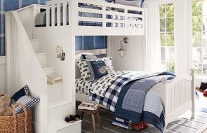двухъярусная кровать бело синяя
