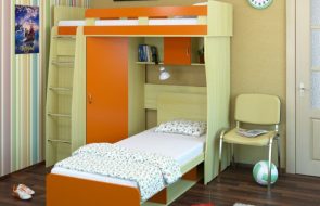 оранжевая кровать в детской