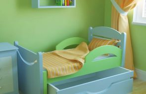 Раздвижная кровать для ребенка зеленого цвета