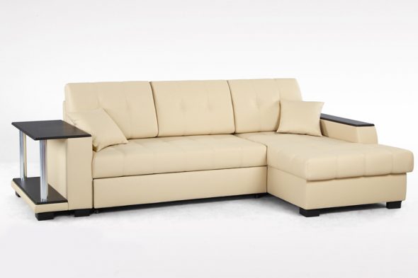 угловой диван-кровать бежевого цвета