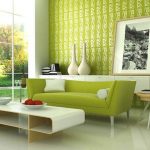 зеленый интерьер диван