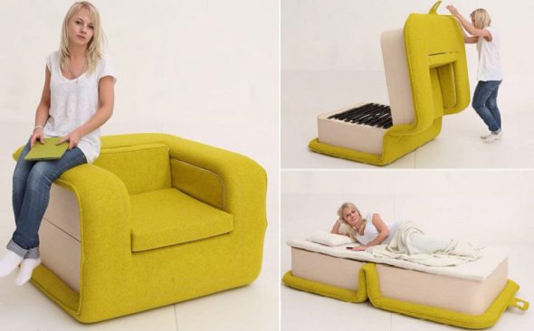 Кресло-кровать желтого цвета