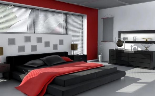черно красная спальня