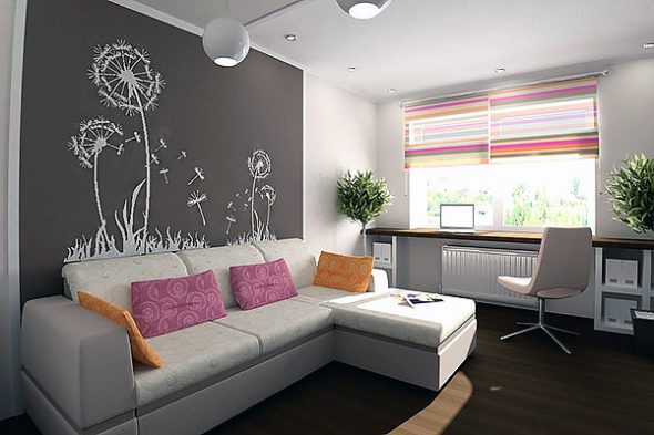 Дизайн комнаты 12 м с диваном