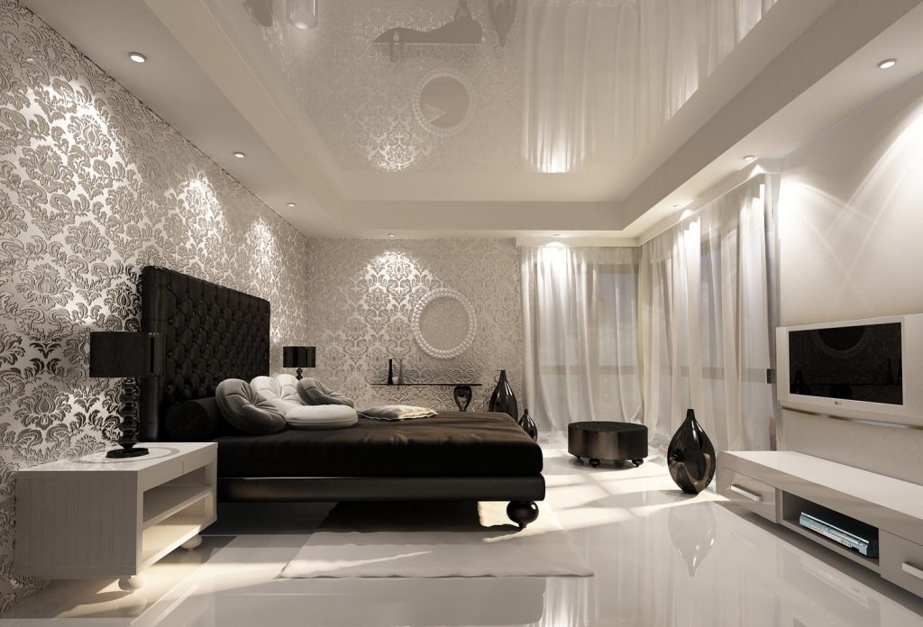 Дизайн светлой спальни с темной мебелью
