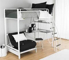 Металлическая двухъярусная кровать для взрослых с рабочим столом и креслом