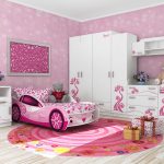 детская кровать машина розовая
