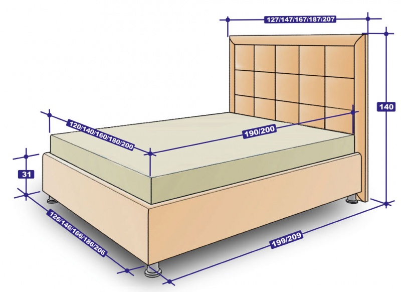 Высота спальной кровати с матрасом от пола