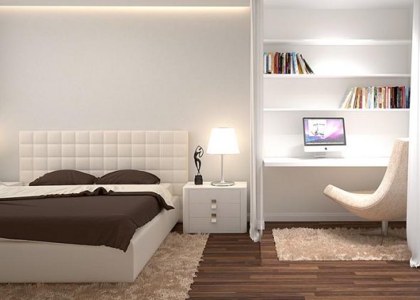 бело коричневая спальня