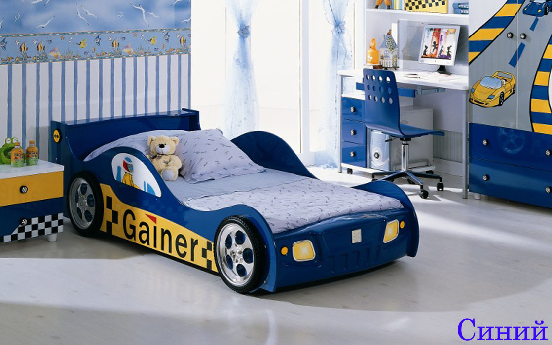 Детская для мальчика с кроватью машиной