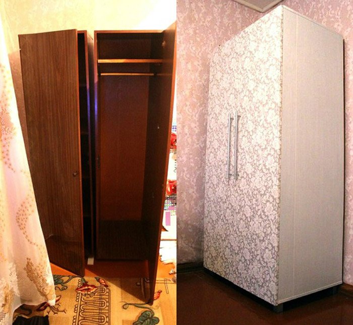 Кухонные шкафы обклеенные самоклеющейся пленкой