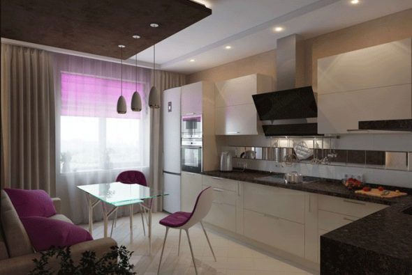 Дизайн кухни с диваном 10 кв м