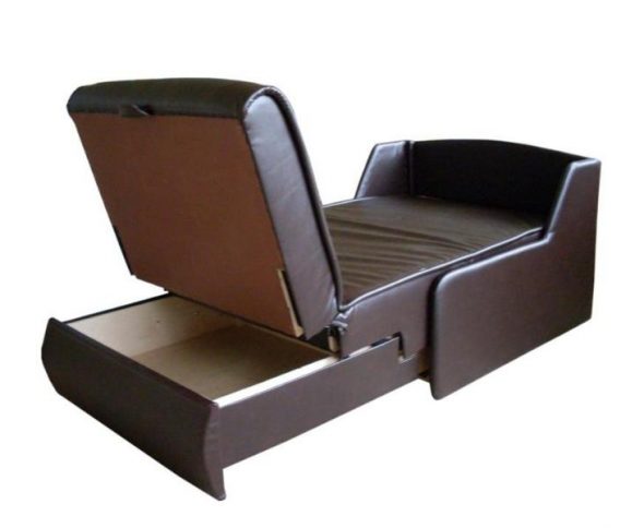 Кресло кровать из кожзама с ящиком