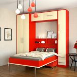 кровать шкаф красная