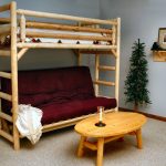 Детская двухъярусная кровать из дерева с диваном