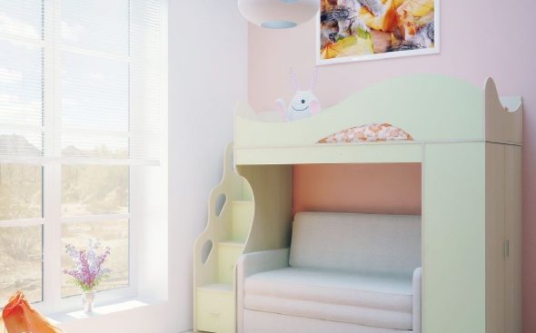 Детская кровать-чердак с диваном Divanno