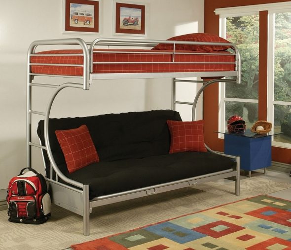 Двухъярусная кровать с диваном металлическая