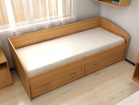 Кровать односпальная 80 см, с 2 ящиками