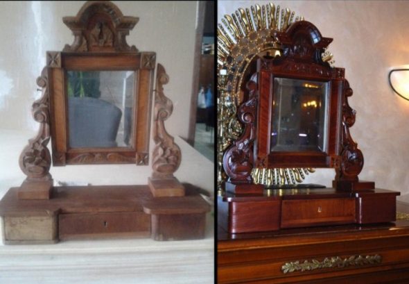 Реставрация зеркала, до и после