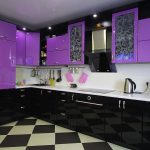 фиолетово черные кухонные шкафы