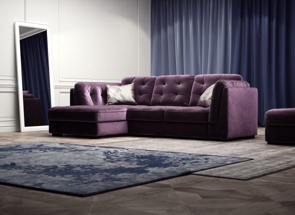 фиолетовый угловой диван