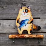 ключница кот с рыбой