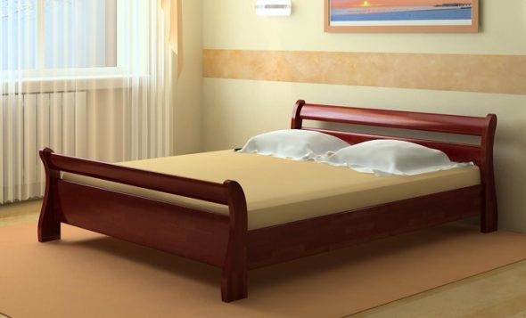 Кровати двуспальные из массива натурального дерева