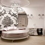 Установка круглой кровати в спальне современного дизайна