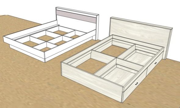 Как сделать деревянную кровать со встроенными ящиками