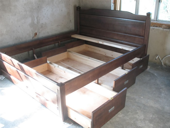 двуспальные кровати с ящиками для белья купить