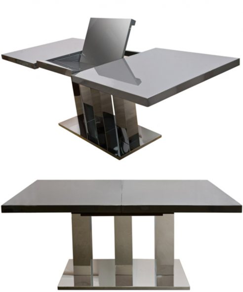 раздвижной обеденный стол трансформер из металла и дерева