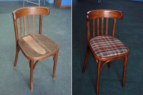 До и после реставрации стула