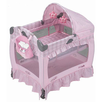 Манеж-кровать розовая
