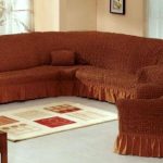 Чехол на угловой диван и кресло самостоятельного изготовлен