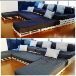 Двухуровневый диван из поддонов для большой семьи