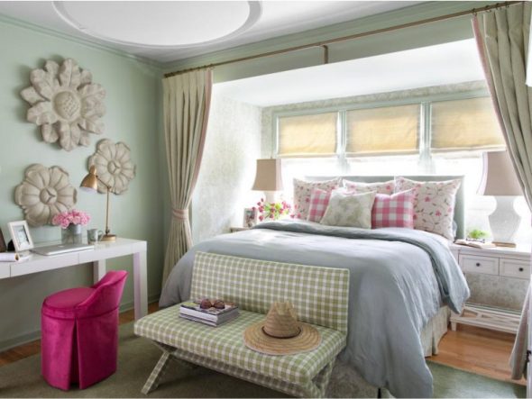 Комната для девочки в зелено-розовой цветовой гамме