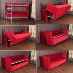 Красная двухъярусная кровать-диван