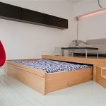 Подиум с диваном и выездной кроватью для гостиной