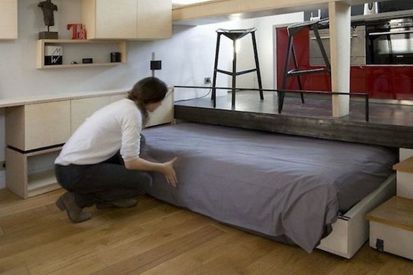 Встроенная кровать для кухни-гостиной