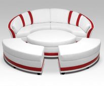 Красно-белый диван-трансформер круглой формы
