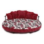 Круглый диван кровать "Полина" с розами