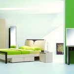 Зеленая спальня в стиле ха-тек