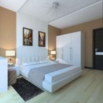 Белая мебель с лаконичным дизайном в интерьере спальни, выполненном в стиле минимализм