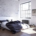 Хороший вариант оформить спальню в стиле лофт в черно-белых тонах
