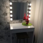 Простой туалетный столик с зеркалом и подсветкой