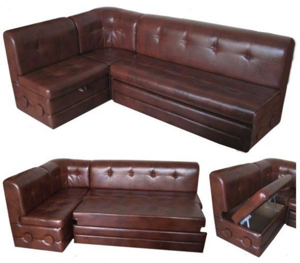 Угловой диван из кожзама