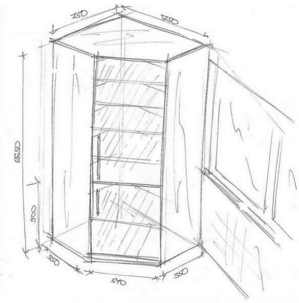 Схема углового шкафа