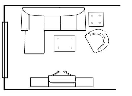 Схема расположения углового дивана