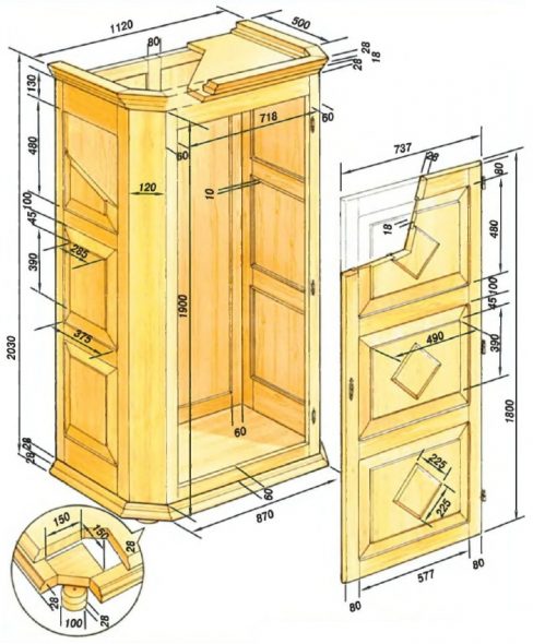 Проект деревянного шкафа для одежды