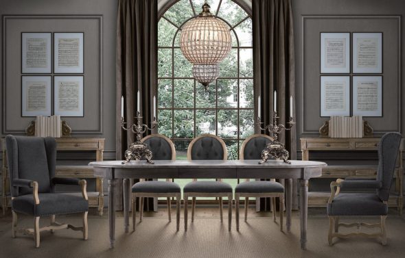 Раскладной овальный стол для гостиной в классическом стиле